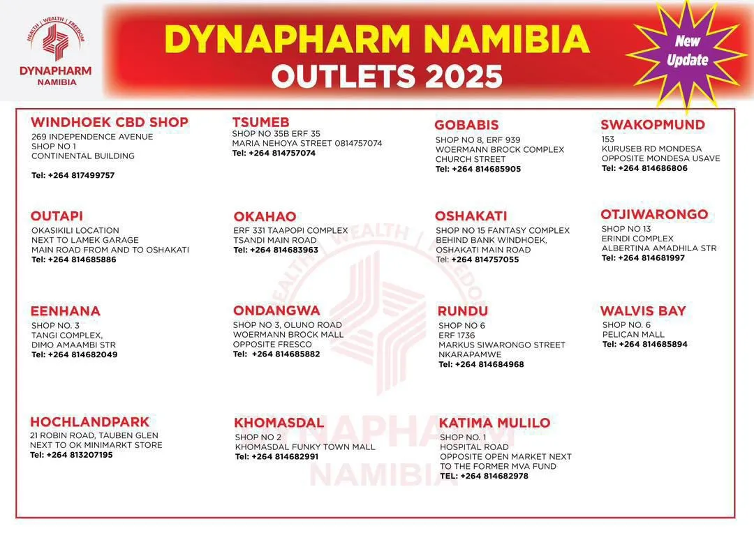 Dynapharm Namibia Outlets 2025 directory poster