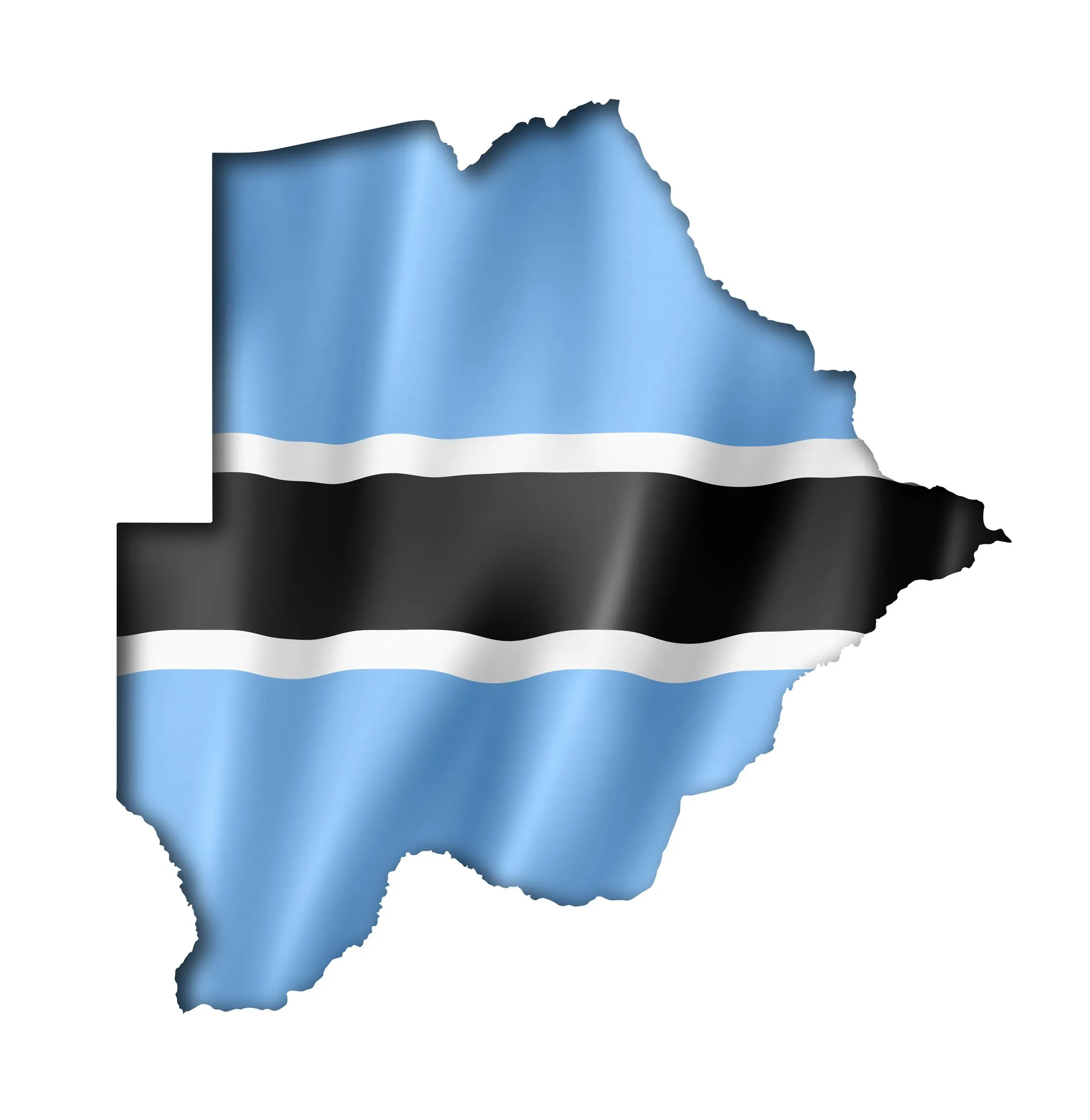 Map of Botswana in the colours of the Botswana flag