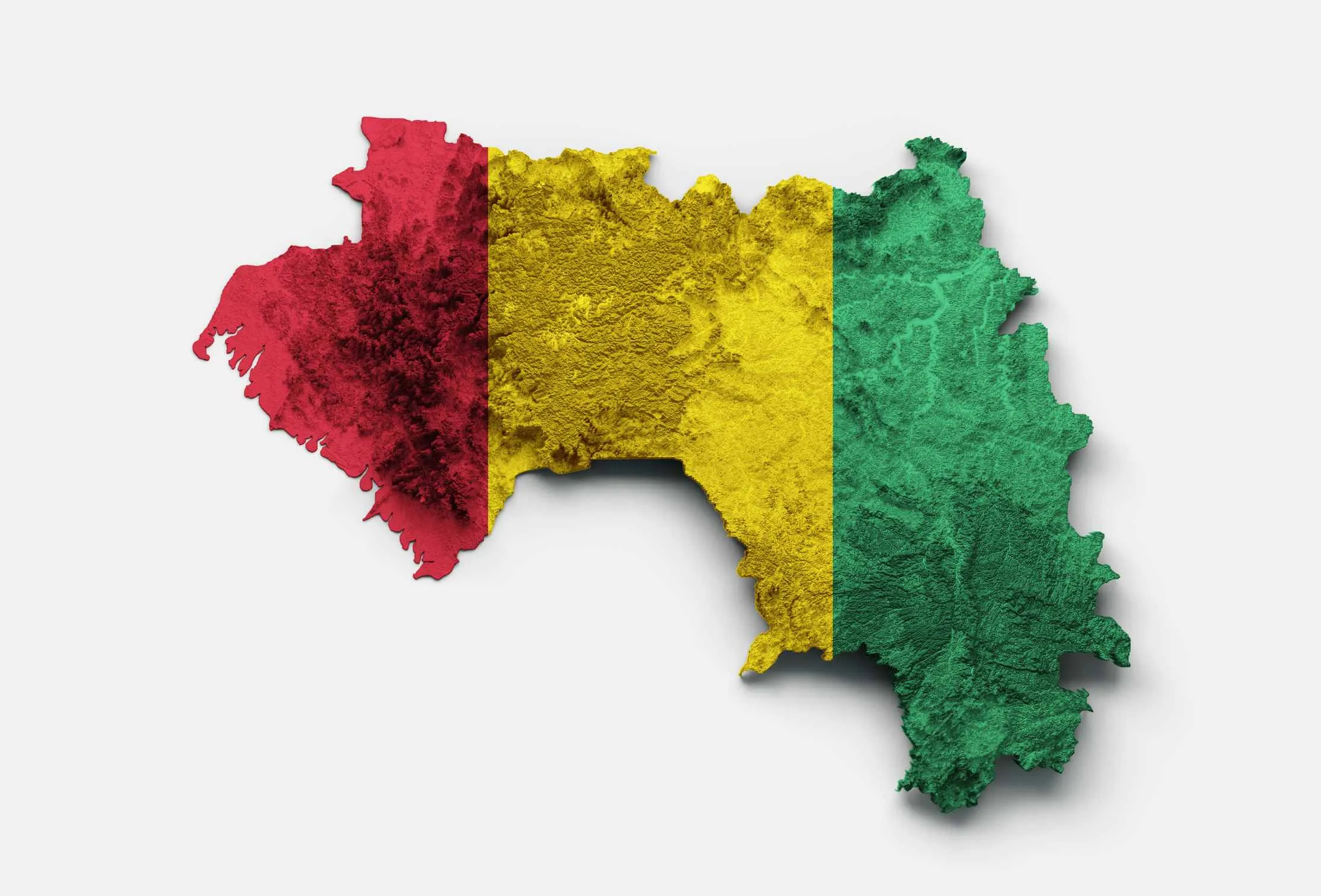 Map of the Republic of Guinea in the colours of the Guinean flag