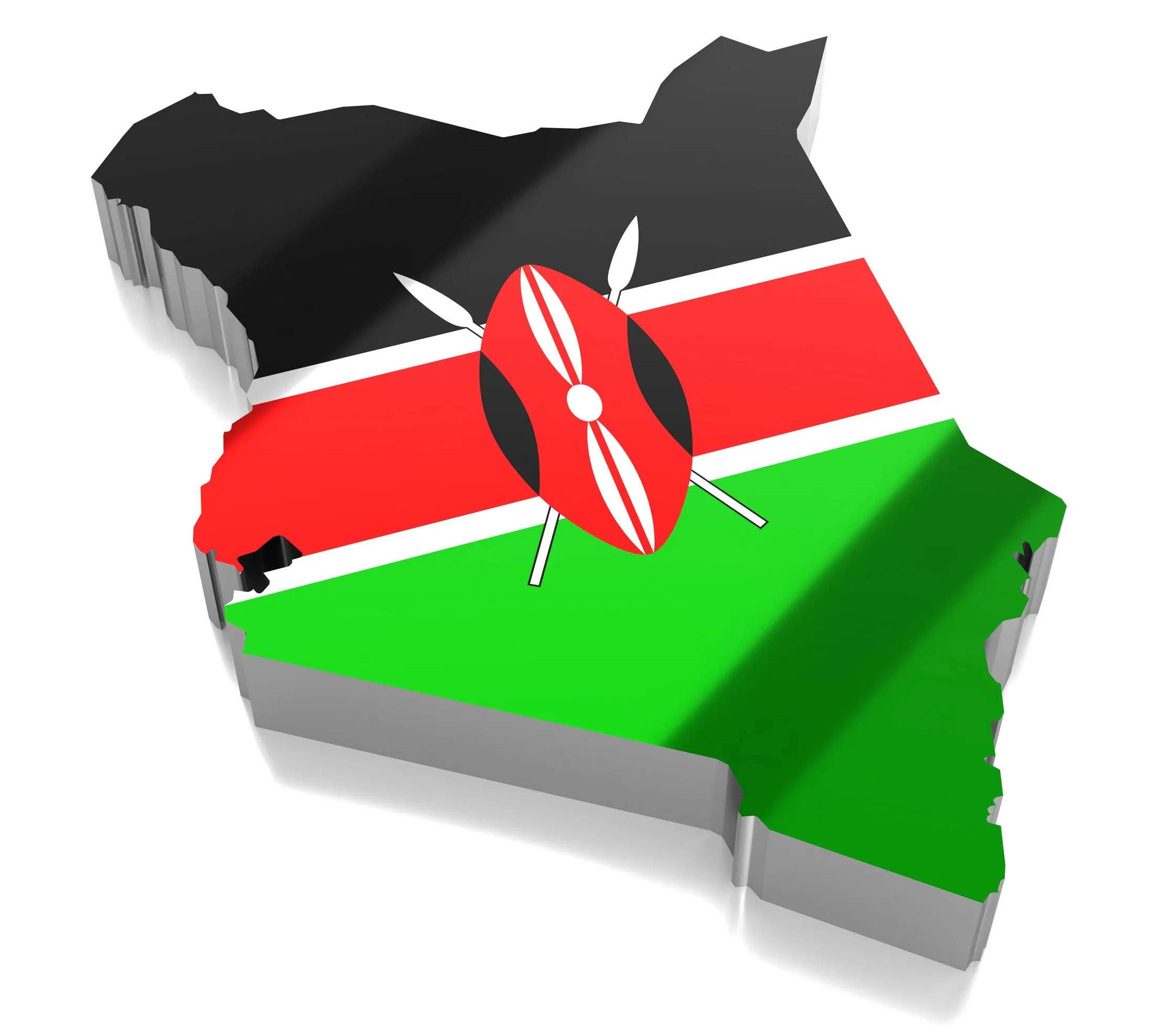 Map of Kenya in the colours of the Kenyan flag