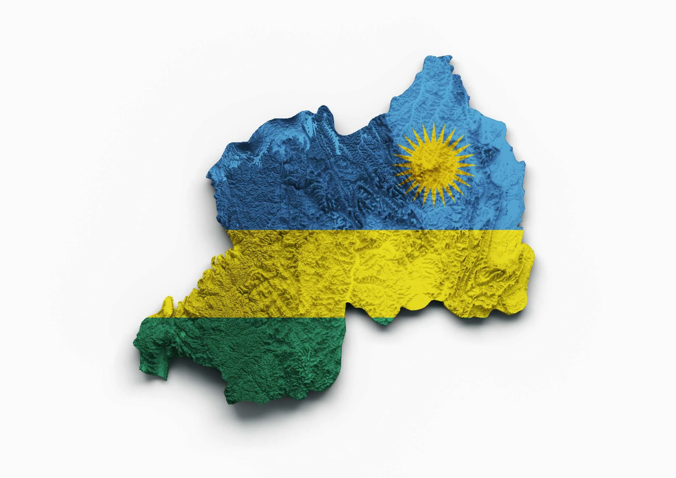 Map of Rwanda in the colours of the Rwandan flag