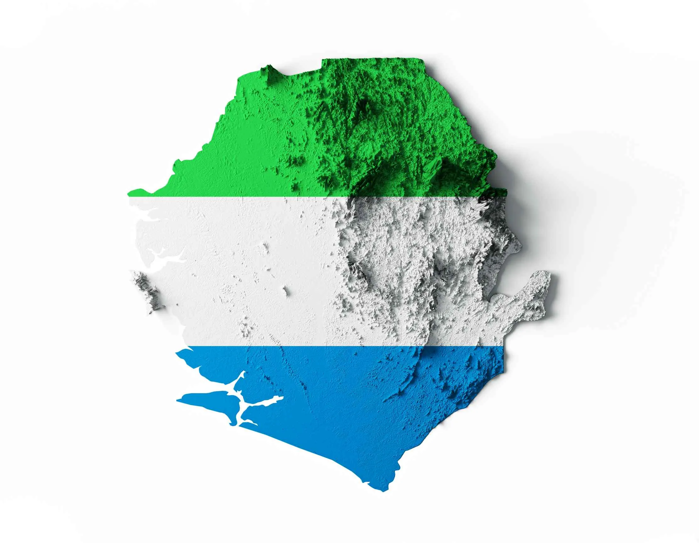 Map of Sierra Leone in the colours of the Sierra Leone flag